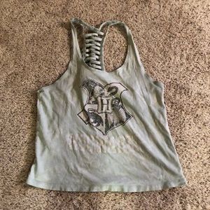 Hogwarts tank top washed out green